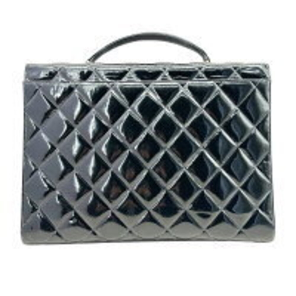 Chanel Business Matelasse Leather Coco Enamel Black Briefcase Patent Bag Vernis